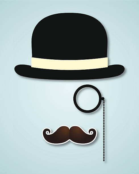 mustache an editable vector file with hat, mustache and monocle as silhouette mask disguise illustrations stock illustrations
