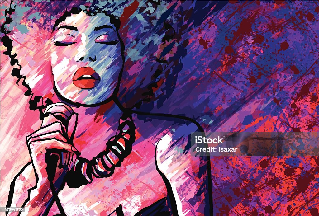 Jazz singer with microphone on grunge background Jazz singer with microphone on grunge background - Vector illustration Music stock vector