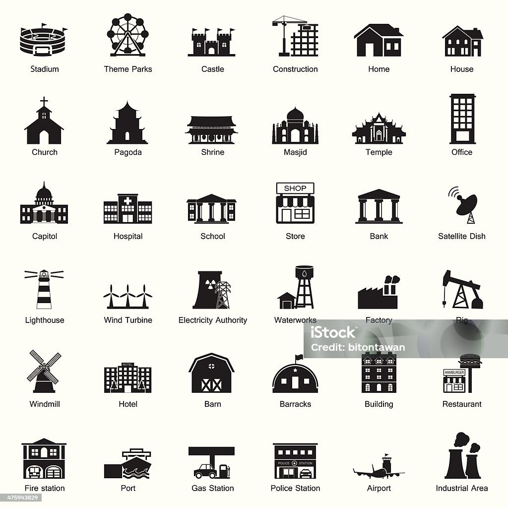 Buildings and city icon set Icon Symbol stock vector