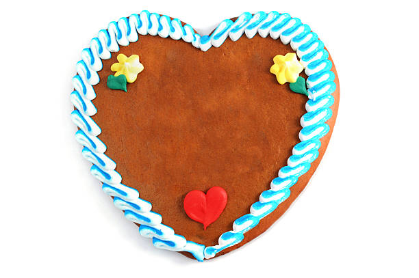 Beer Fest Gingerbread heart on isolated white background. With copy space for message.