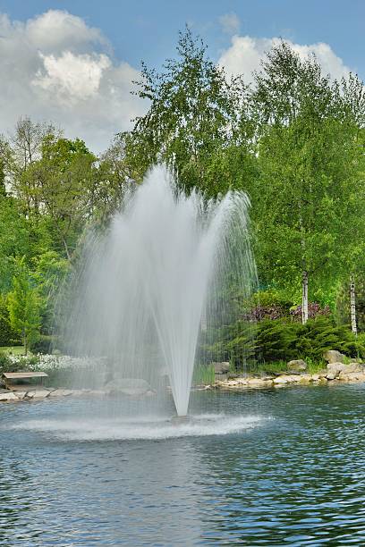 istock Fountain in the lake in the park 475953162