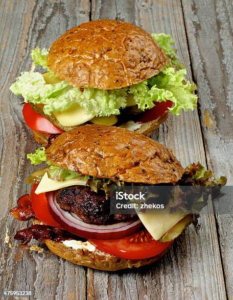 Hamburgers Stock Photo - Download Image Now - 2015, Bacon, Beef