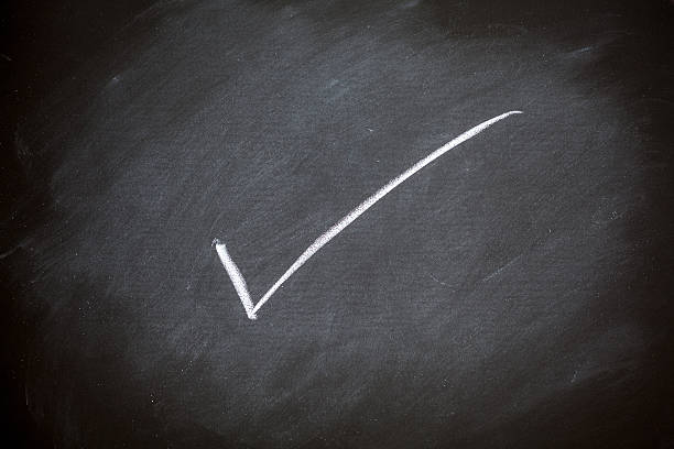istock Check Mark Chalkboard Background Black Charcoal Gray Chalk Board 475954616