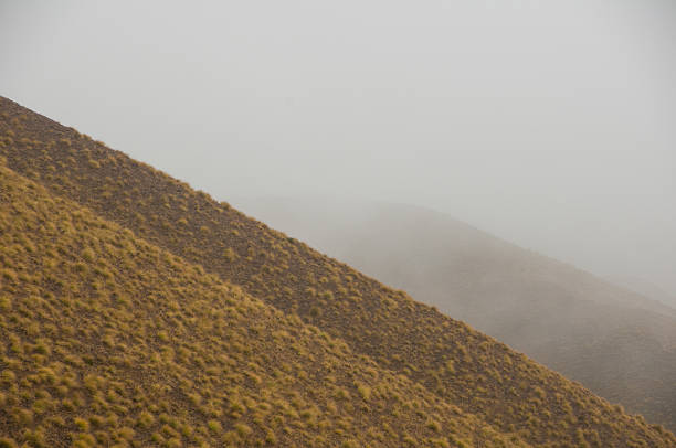 Barren hills in the fog #6467 stock photo