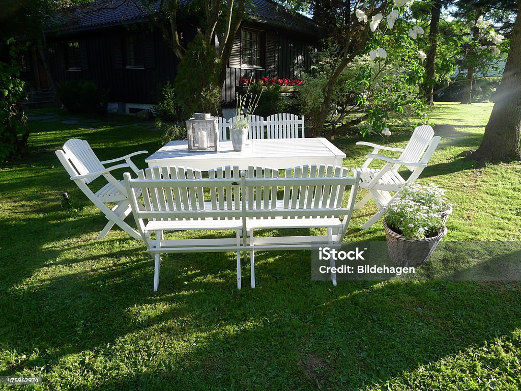 Garden furnitures White wooden garden furniture 2015 Stock Photo