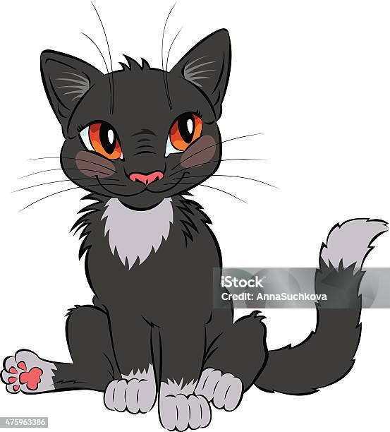 Funny Black Cat With Golden Eyes Stock Illustration - Download Image Now -  2015, Animal, Animal Whisker - iStock