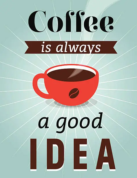 Vector illustration of Coffee Is Always A Good Idea Vector Poster