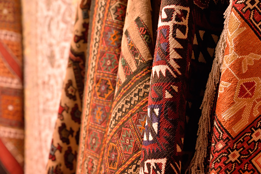 Turkish carpets at Grand Bazaar in Istanbul, Turkey.