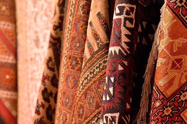 Group of turkish carpets. Turkish carpets at Grand Bazaar in Istanbul, Turkey. turkish culture stock pictures, royalty-free photos & images