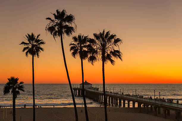 istock Orange sanset over the Manhattan Beach and Pier 475966636