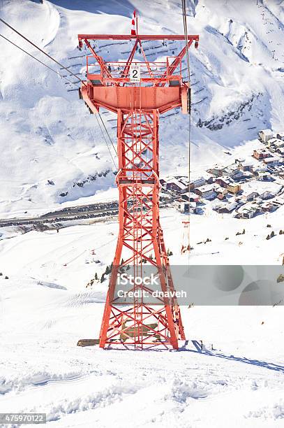Ski Gondola Pylon In Lech Zurs Resort Austria Stock Photo - Download Image Now - 2015, Arlberg Mountains, Austria