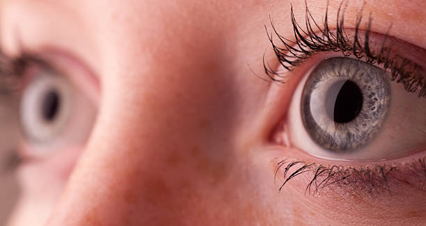 Girl's Blue Eyes Close Up stock photo