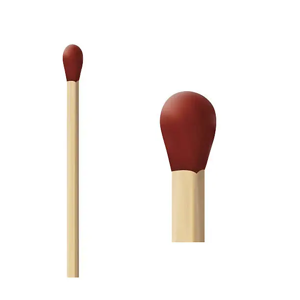 Vector illustration of two wooden matches with red wick macro