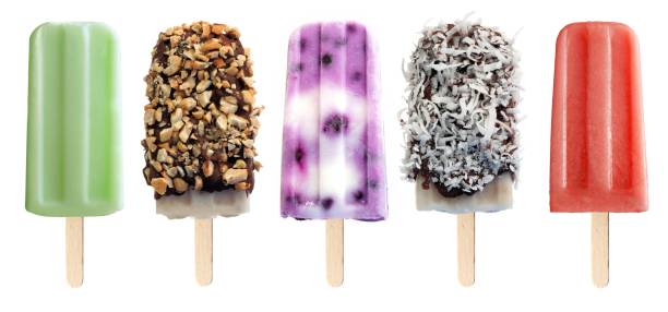 Variety of popsicles isolated on white
