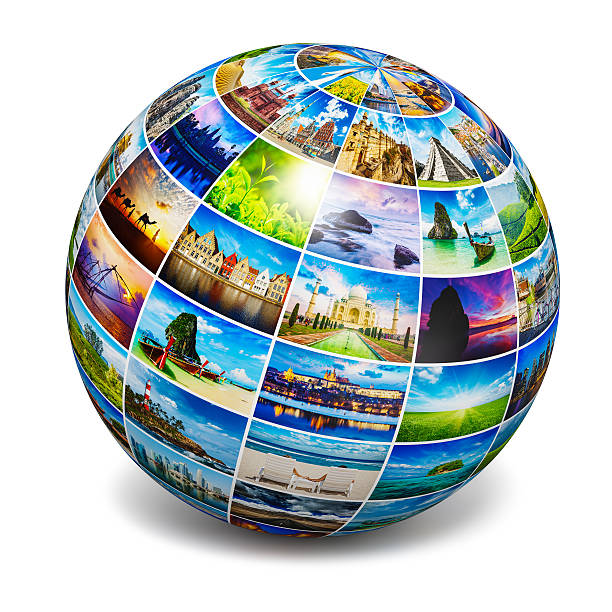 глобус с фотографии путешествий - television gallery стоковые фото и изображения