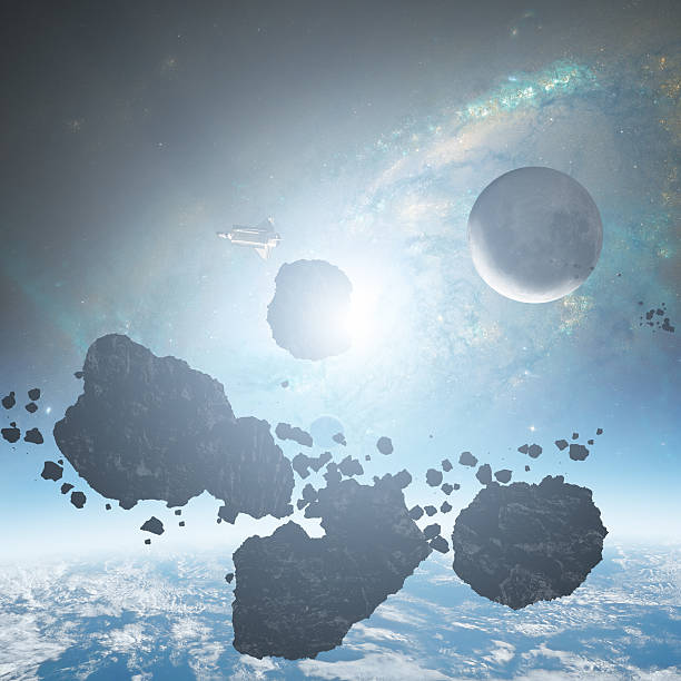 istock Asteroid belt with a starry background and Planet 475975012