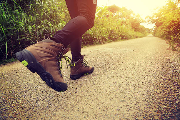 woman hiking on forest trail