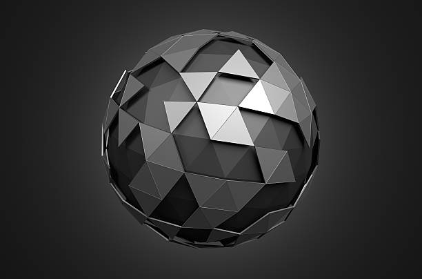 istock Abstract 3d rendering of low poly black sphere with chaotic 475975674