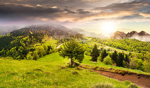 istock fog around the castle on mountain hill at sunset 475976652