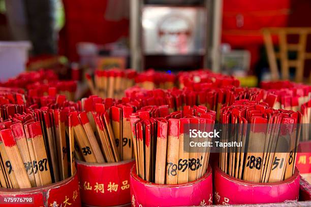 Equipment For Religious Rituals At Buddhist Temple In Hong Kong Stock Photo - Download Image Now