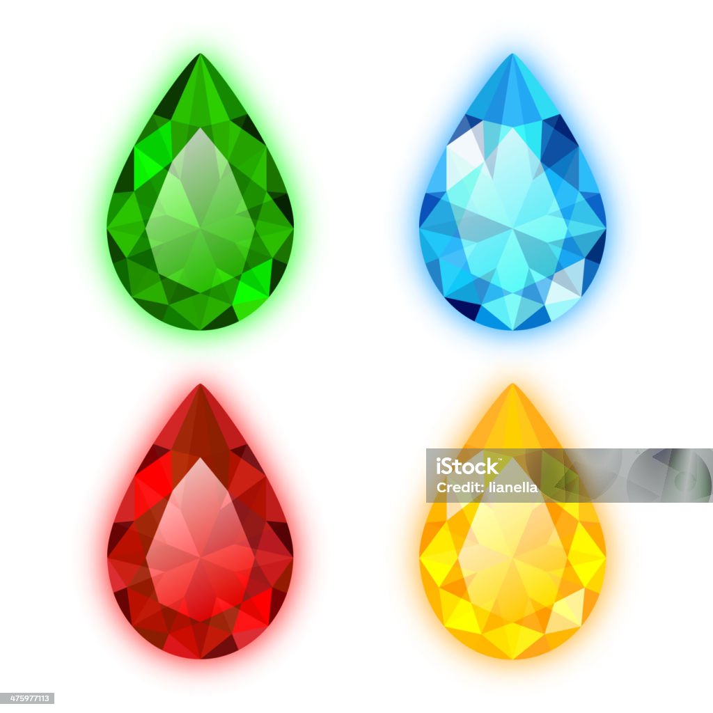 The Set of Four Colorful Gems Pear Shaped The Set of Four Colorful Gems Pear Shaped. Objects are Isolated on White Amber stock vector