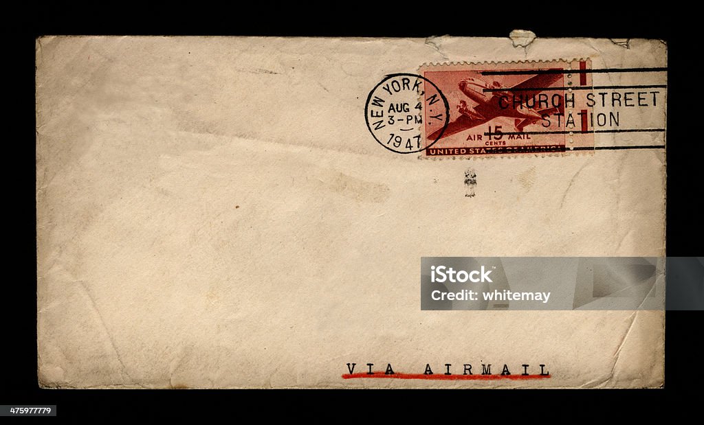 Envelope em preto-Nova York 1947 - Foto de stock de 1947 royalty-free