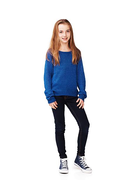 She's laid-back and relaxed Full body portrait of a pretty young girl standing against a white background girls stock pictures, royalty-free photos & images