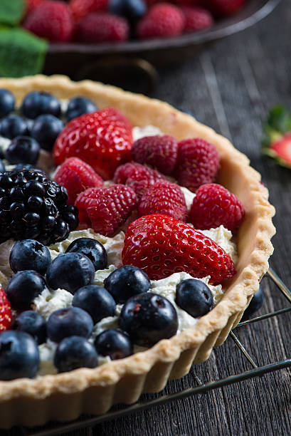 istock Homemade tart with fresh berries summer fruit 475979540