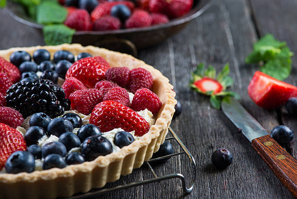 istock Homemade tart with fresh berries summer fruit 475980466
