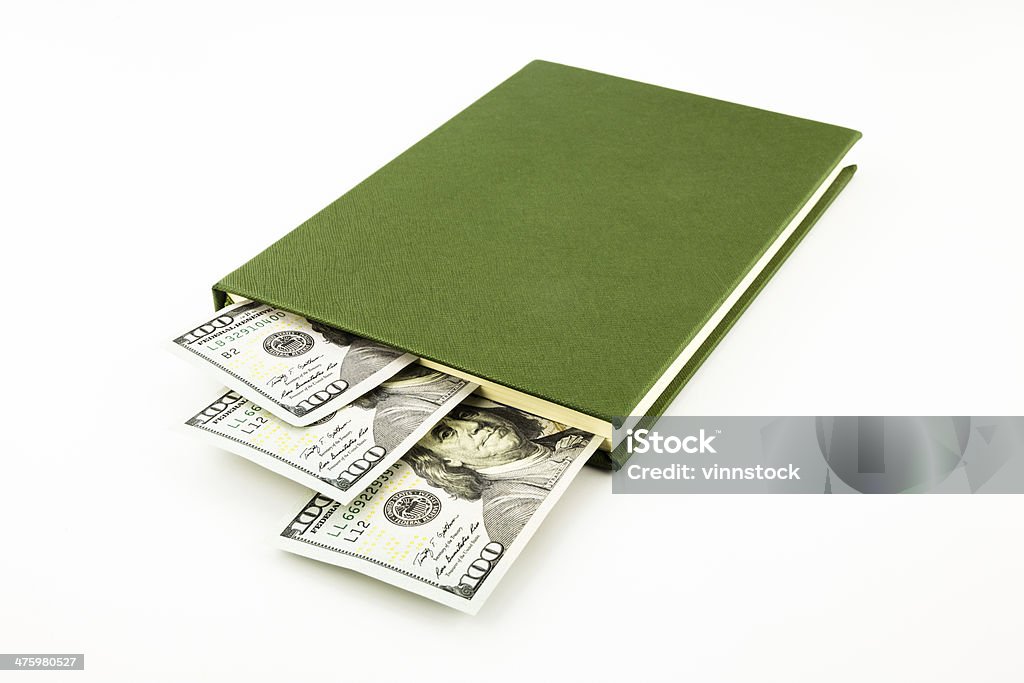 Dollar money banknotes and book dollar money banknotes and book, tuition fee, income and business concept Bank Deposit Slip Stock Photo