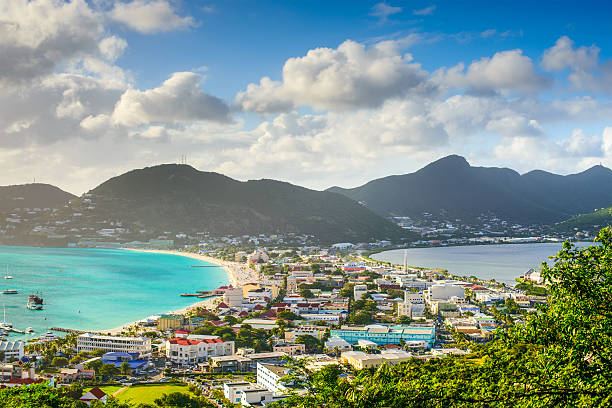 philisburg, sint maarten - salt pond foto e immagini stock