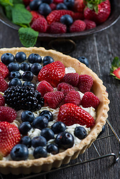 istock Homemade tart with fresh berries summer fruit 475981424
