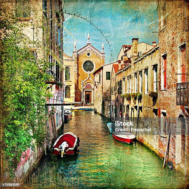 Foto de Canais De Veneza e mais fotos de stock de Pintura a Óleo - Imagem pintada - Pintura a Óleo - Imagem pintada, Itália, Pintura