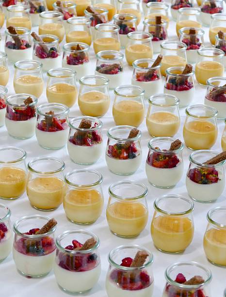 Delicate desserts - panacotta and creme caramel