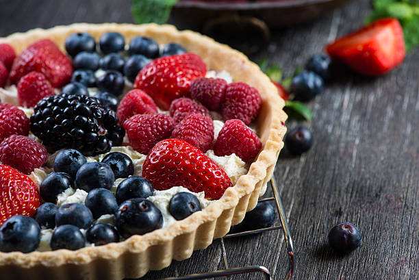 istock Homemade tart with fresh berries summer fruit 475982532