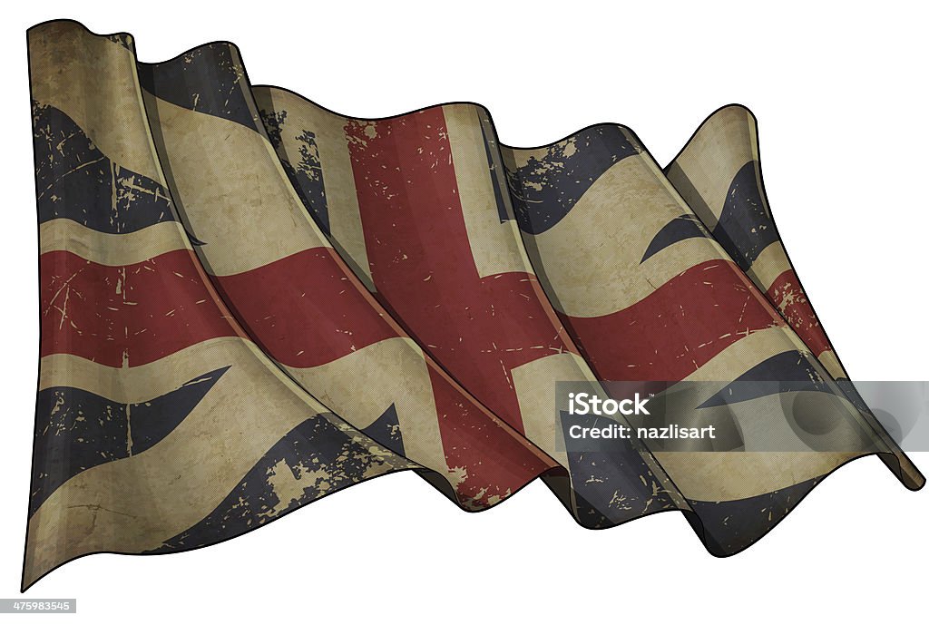 Union Jack 1606-1801 (King), zabytkowy Flaga kolorach - Zbiór ilustracji royalty-free (Anglia)