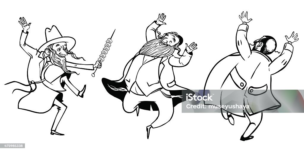 Funny Dancing Jewish Men Vector Illustration Stock Illustration - Download  Image Now - Hasidism, 2015, Adult - iStock