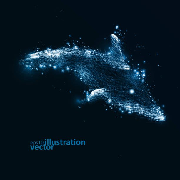 istock Neon dolphin, abstract futuristic art, stylish illustration eps10 475985370