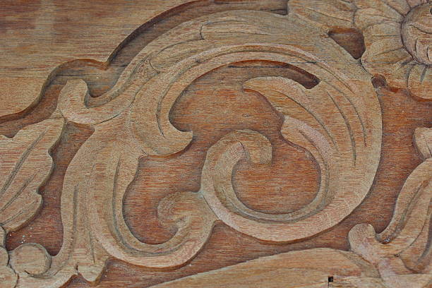 istock Carved wood wall close 475985414