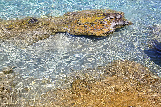 ELAFONISI, GREECE - SEPTEMBER 10: Shallow clear sea with pink sand at Elafonisi (Crete) on September 10, 2013 in Elafonisi
