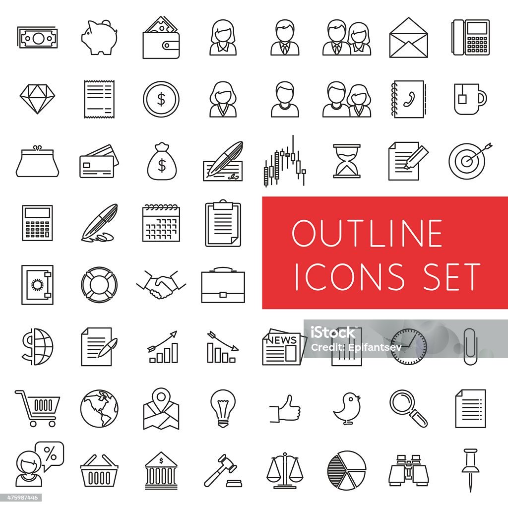 Contour Ensemble d'icônes pour le web et applications. - clipart vectoriel de 2015 libre de droits