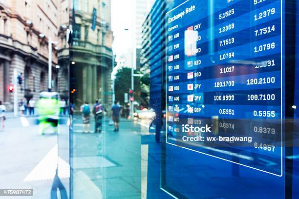 Bank Exchange Rate Display Stock Photo - Download Image Now - Australia, Stock Market and Exchange, Sydney