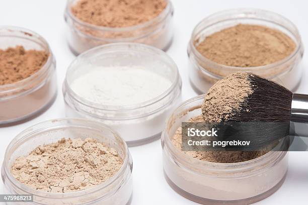 Makeup Brush With Loose Cosmetic Powder Stock Photo - Download Image Now - Beautician, Beauty, Beauty Product
