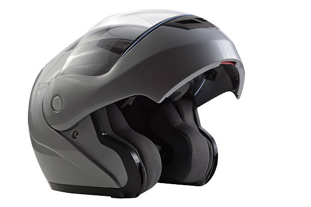 istock Gray, glossy motorcycle helmet 475988377