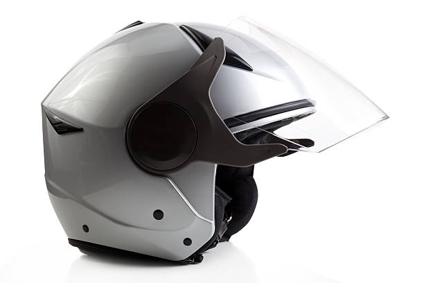 istock Silver bike helmet isolated 475988427