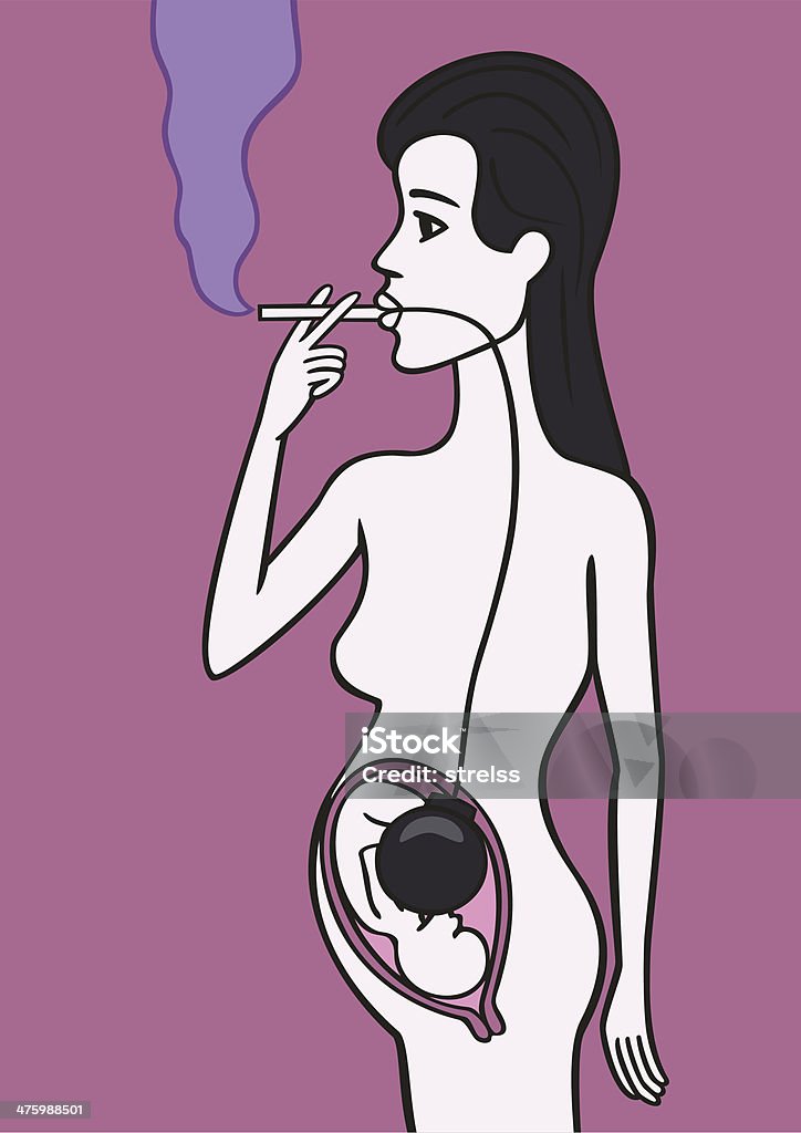 Donna incinta di fumatore. - arte vettoriale royalty-free di Adulto