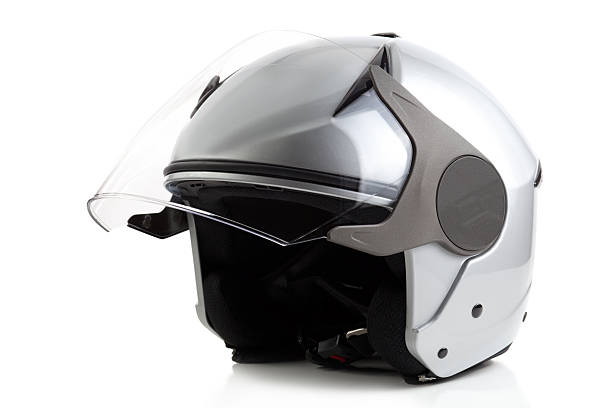 istock Silver bike helmet isolated 475988543