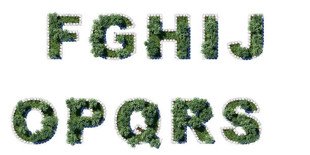 istock Trees and grass font with grey cubing border 475991651