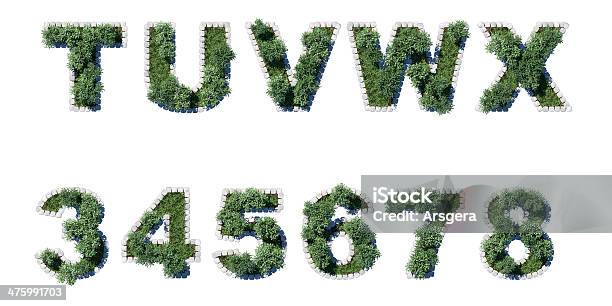 Green Garden Set With Grey Cubing Border Stock Photo - Download Image Now - Alphabet, Architrave, Beauty In Nature