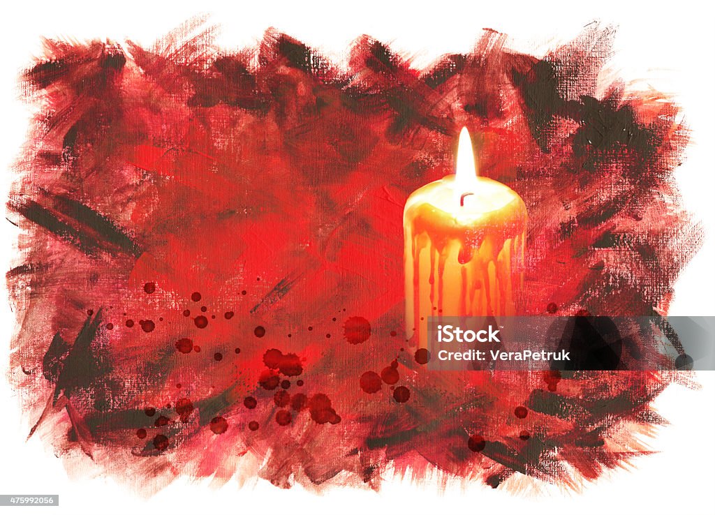 Halloween background with bloody candle Painted background with bloody candle. Halloween collage with hand drawn elements Candle stock illustration